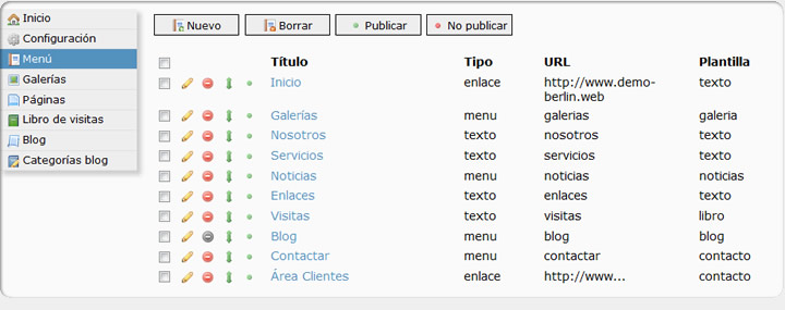 Arcadina - Panel de gestion web Arcadina - Panel de gestion web